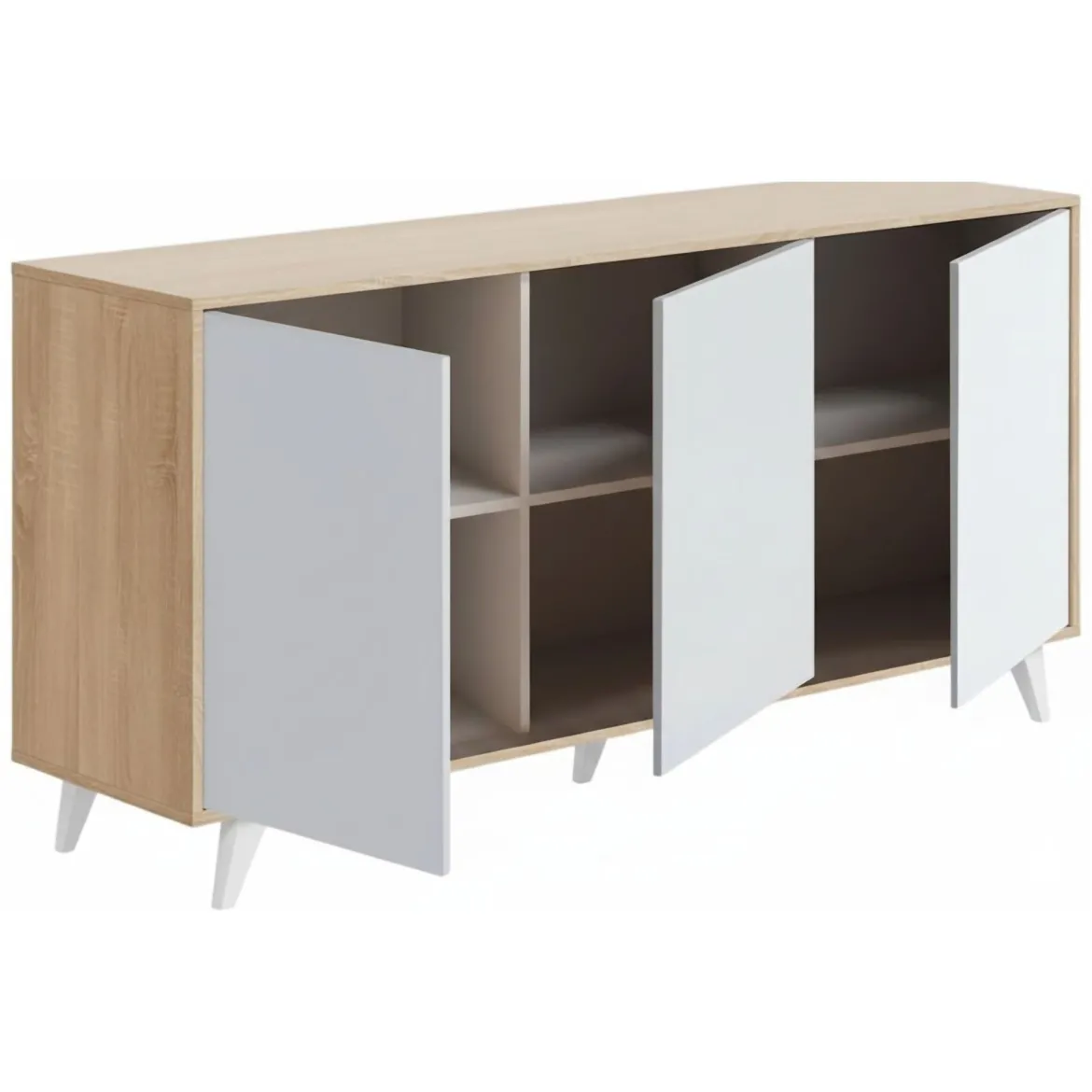 Credenza rovere e bianca moderna 153x39x72h cm 3 ante - Annina