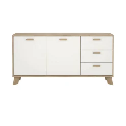 Credenza rovere e bianca 147x39x73h cm 2 ante e 3 cassetti - Pepito