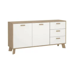 Credenza rovere e bianca 147x39x73h cm 2 ante e 3 cassetti - Pepito