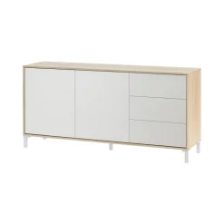 Credenza rovere e bianca 155x39x92h cm 6 cassetti - Chito