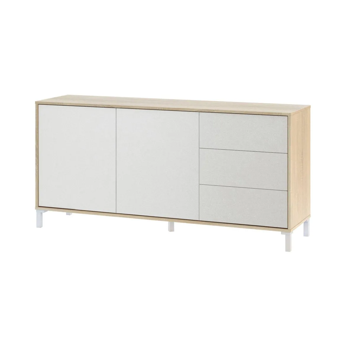 Credenza rovere e bianca 155x39x92h cm 6 cassetti - Chito