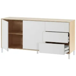 Credenza rovere e bianca 155x39x92h cm 6 cassetti - Chito
