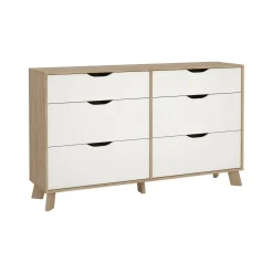 Credenza rovere e bianca 155x39x92h cm 6 cassetti - Chito