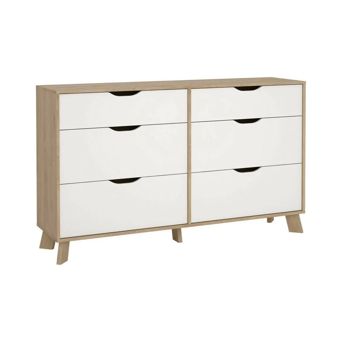 Credenza rovere e bianca 155x39x92h cm 6 cassetti - Chito