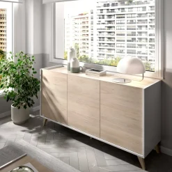 Credenza rovere e bianca 155x43x75h cm 3 ante - Afrodite