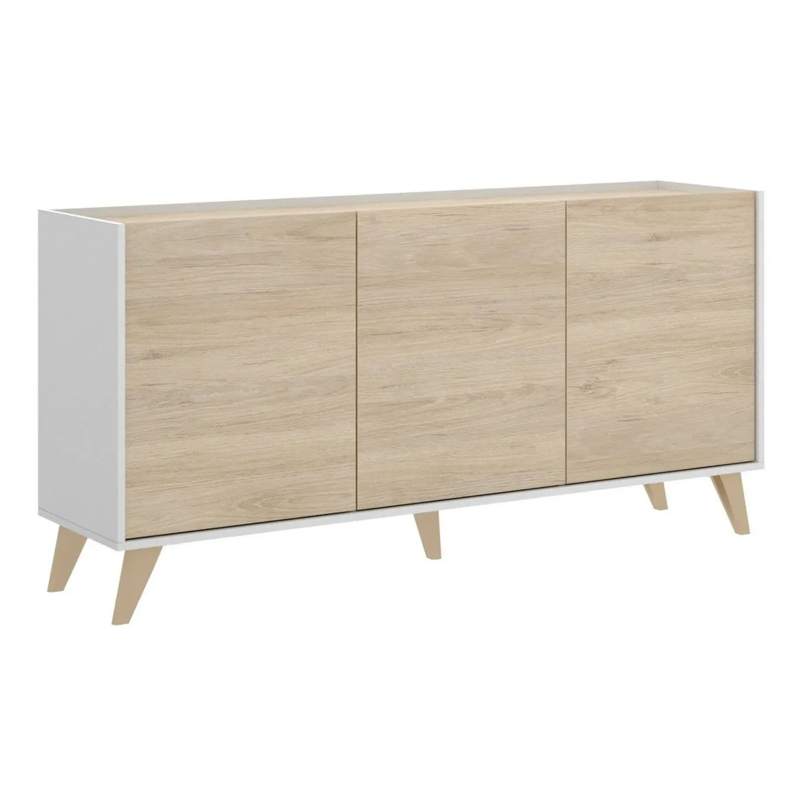 Credenza rovere e bianca 195x39x73h cm 4 ante e 1 cassetto - Wukong