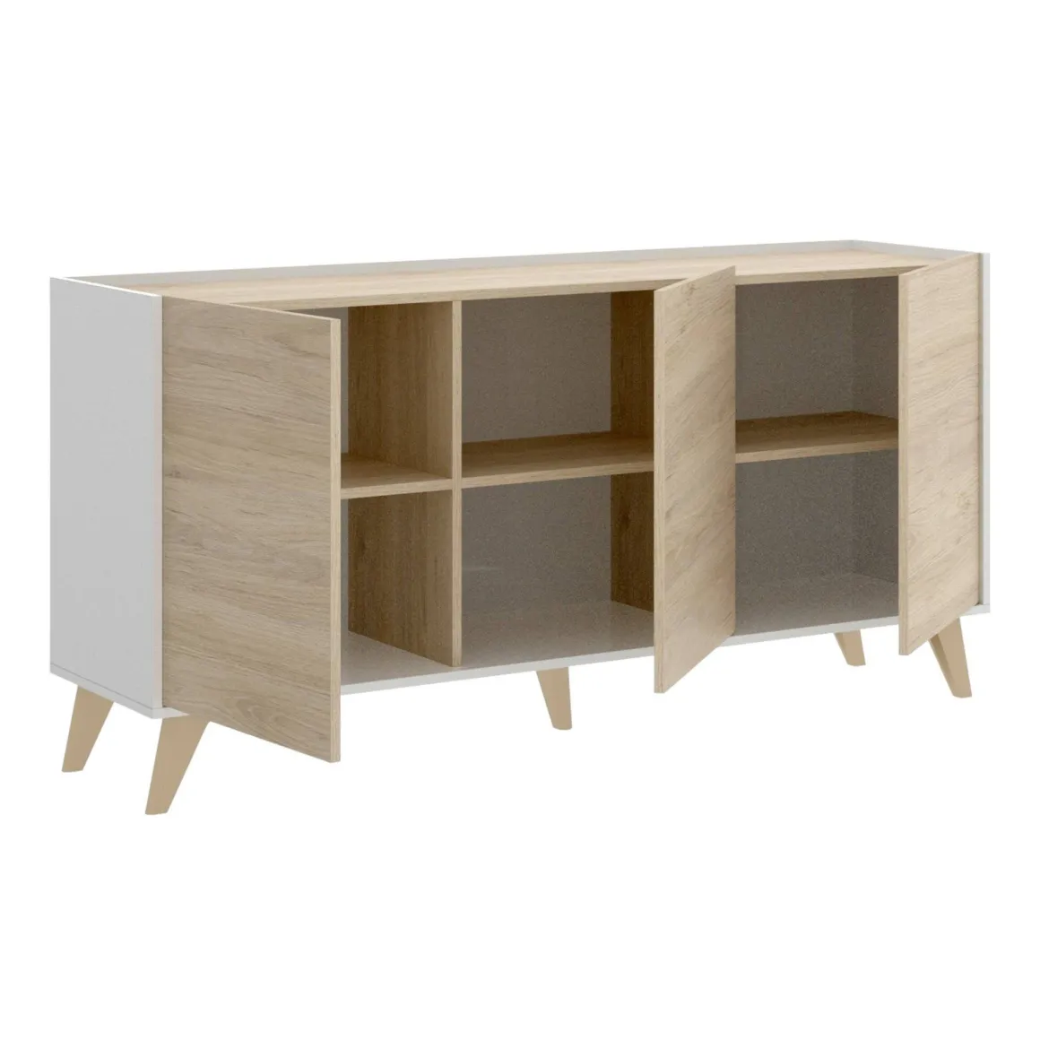 Credenza rovere e bianca 195x39x73h cm 4 ante e 1 cassetto - Wukong