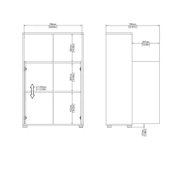 Credenza rovere e bianca 79x34x123h cm 2 ante - Canossa