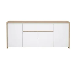 Credenza rovere e bianco lucida 197x48x83h cm 4 ante e 1 cassetto - Basile