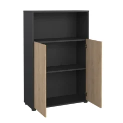 Credenza rovere e grigia 79x34x123h cm 2 ante - Canossa