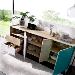 Credenza rovere e grigia 79x34x123h cm 2 ante - Canossa