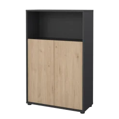 Credenza rovere e grigia 79x34x123h cm 2 ante - Canossa
