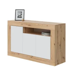 Credenza rovere nodi e bianca 144x42x87h cm 3 ante - Ilizia