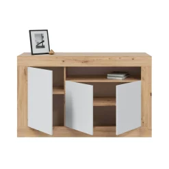 Credenza rovere nodi e bianca 144x42x87h cm 3 ante - Ilizia