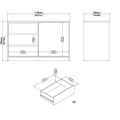 Credenza rovere 118x50x75h cm 1 anta e 3 cassetti - Bebinca