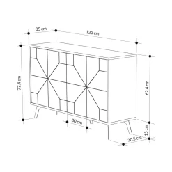 Credenza rovere 123x35x77h cm 4 ante - Brunale