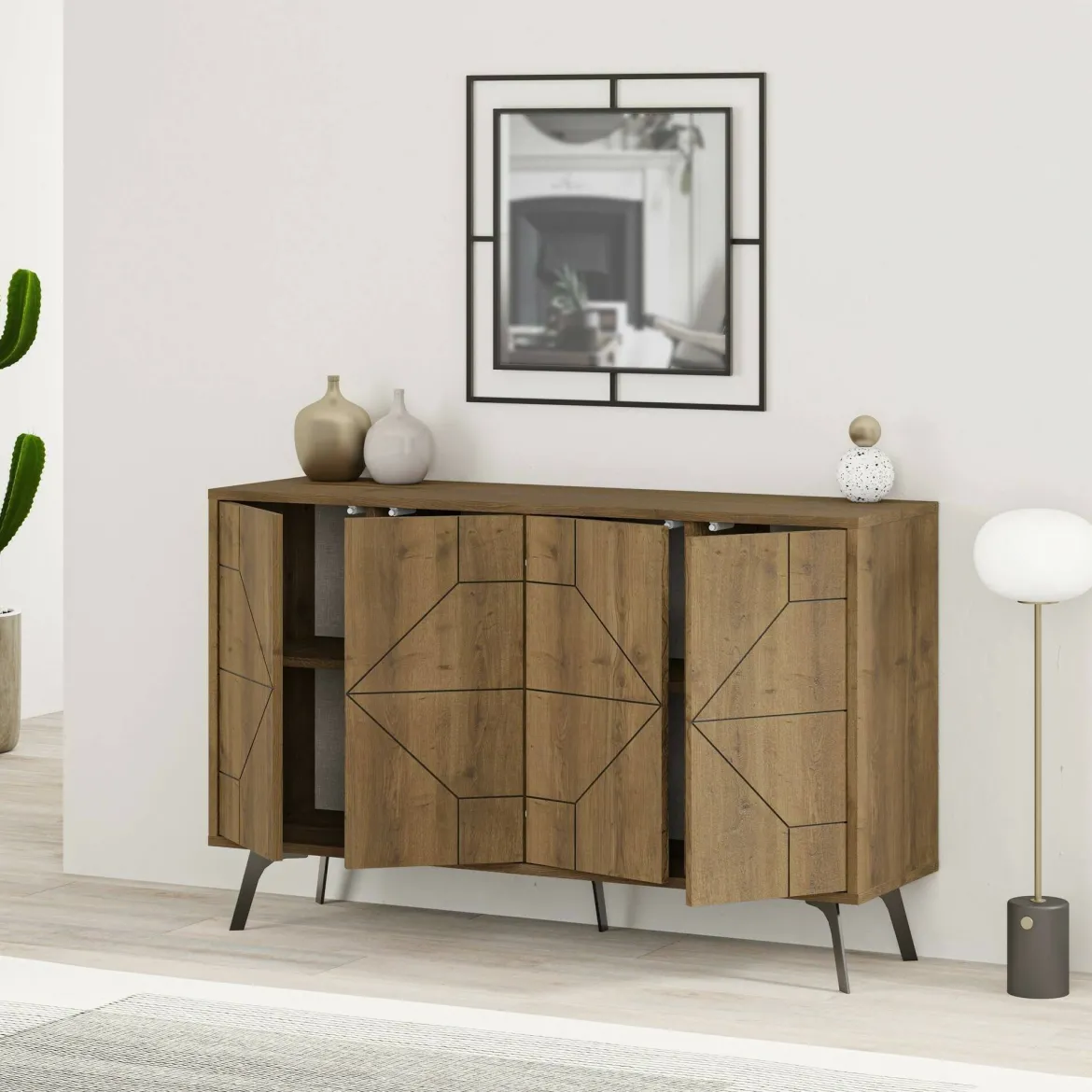 Credenza rovere 123x35x77h cm 4 ante - Brunale