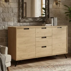 Credenza rovere 156x50x86h cm 2 ante e 3 cassetti - Alphonse