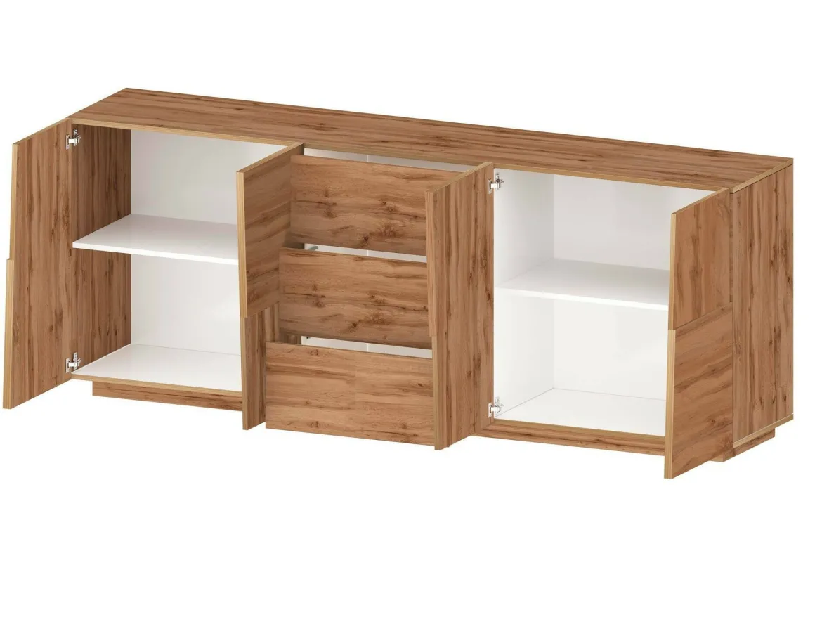 Credenza rovere 220x44x86h cm 4 ante e 3 cassetti - Astel