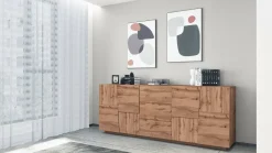 Credenza rovere 220x44x86h cm 4 ante e 3 cassetti - Astel
