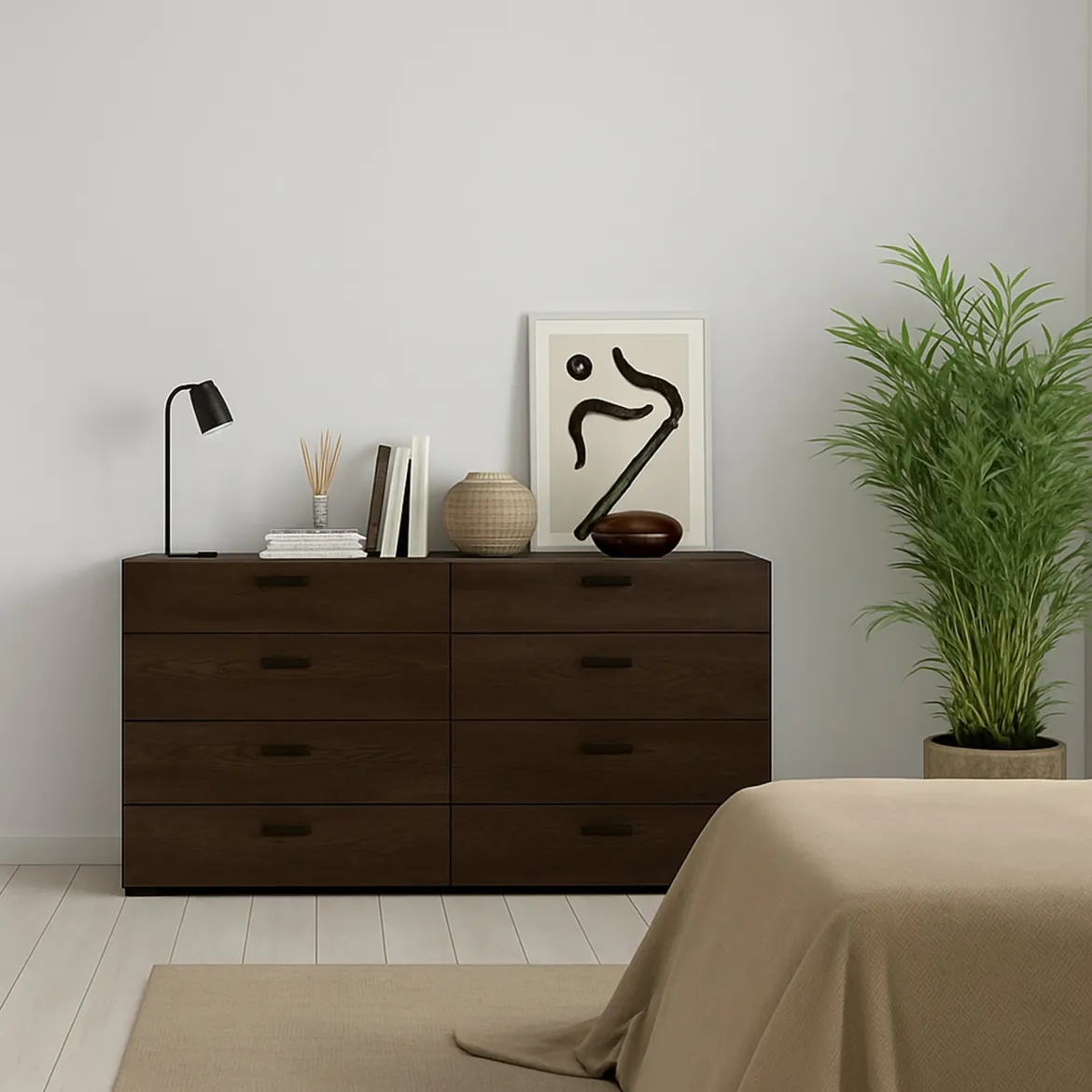 Credenza rovere 140x40x81h cm 8 cassetti - Acetosella