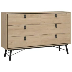 Credenza rovere 150x40x94h cm 6 cassetti - Anturio