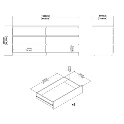 Credenza rovere 153x50x68h cm 6 cassetti - Joyce