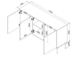 Credenza Saliceto, 144x40 h80 cm, Beige e Rovere Nodi