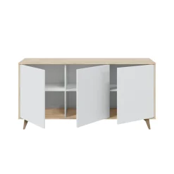 Credenza soggiorno rovere e bianca 154x41x75h cm 3 ante - Acrolorum