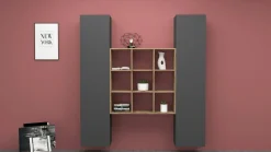 Credenza stretta antracite e acero 40x30x180h cm 2 ante - Acerenza