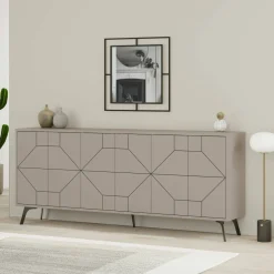 Credenza tortora 184x35x77h cm 6 ante - Africo