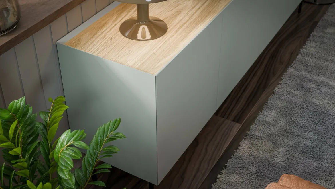Credenza verde e rovere 150x40x70h cm 3 ante - Verrone