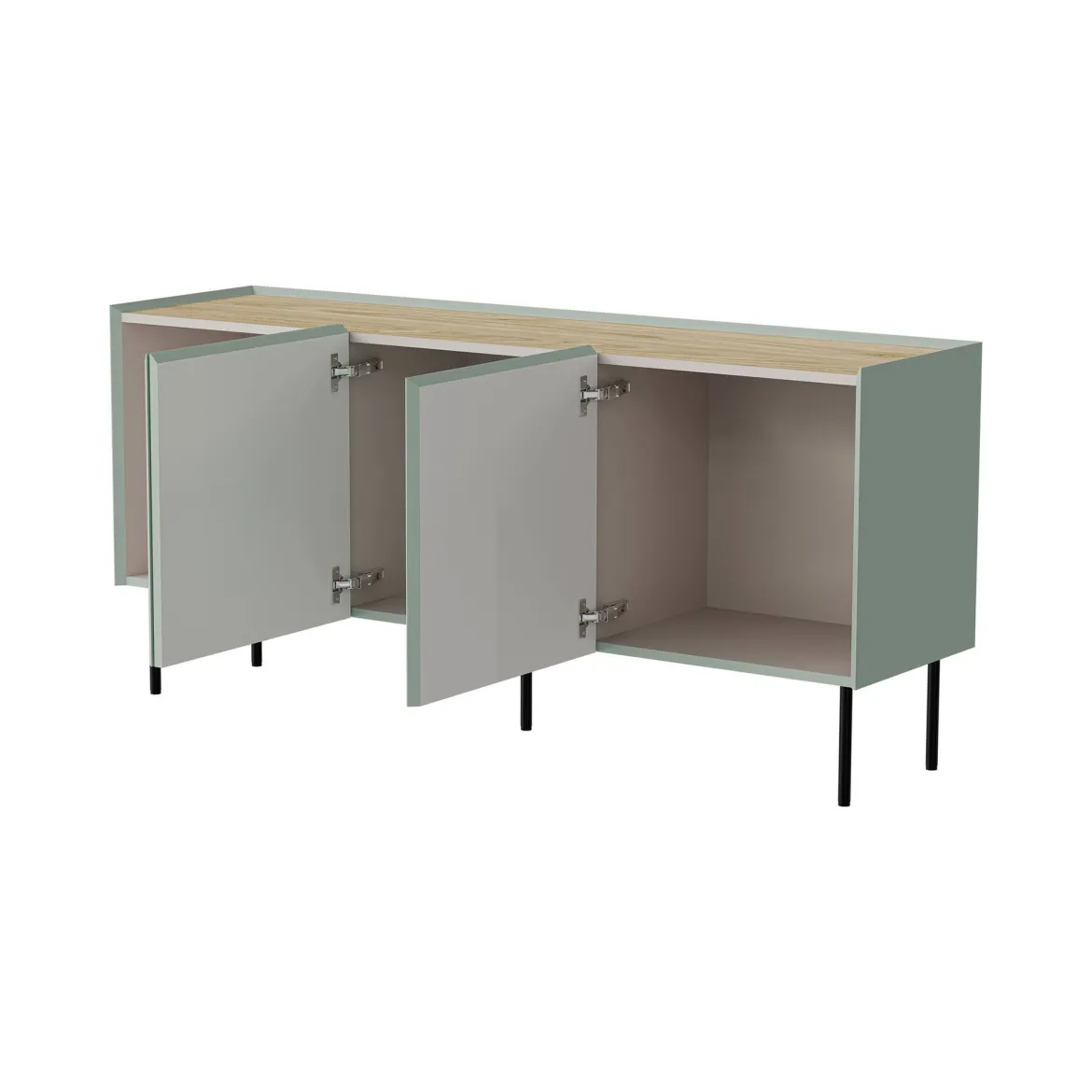 Credenza verde e rovere 150x40x70h cm 3 ante - Verrone