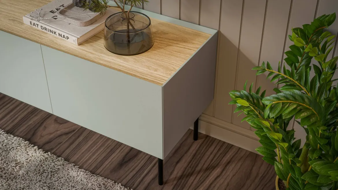 Credenza verde e rovere 200x40x70h cm 4 ante - Sagrado