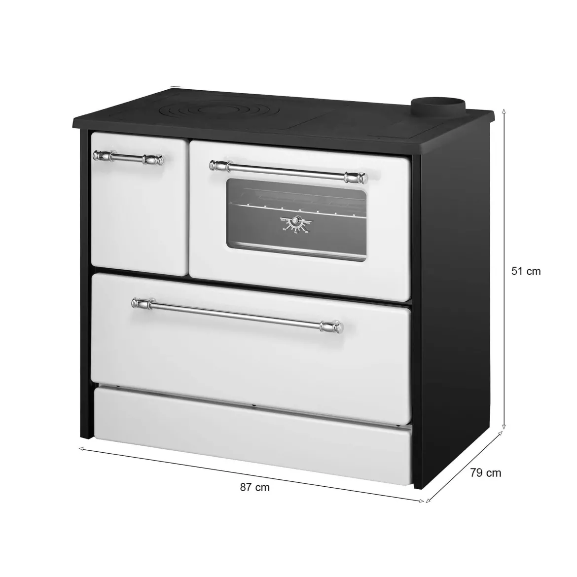 Cucina a legna in metallo bianca e nera 87x51x79h cm - Andalo