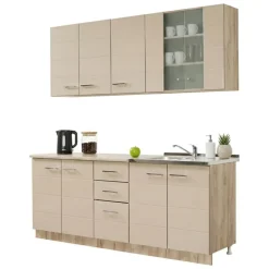 Cucina Beige Marrone Rovere 2 Cassetti 9 Ripiani, 10 Ante - Ieri