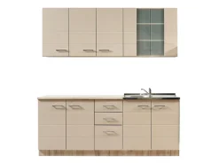 Cucina Beige Marrone Rovere 2 Cassetti 9 Ripiani, 10 Ante - Ieri