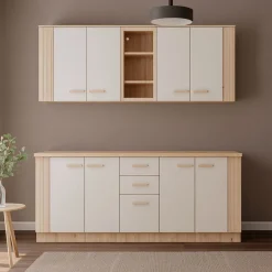 Cucina Beige Marrone Rovere Nodi 2 Cassetti 8 Ripiani, 9 Ante - Ghemme