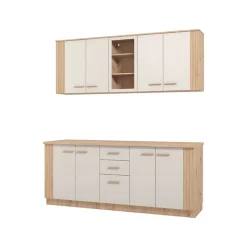 Cucina Beige Marrone Rovere Nodi 2 Cassetti 8 Ripiani, 9 Ante - Ghemme