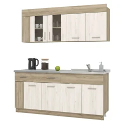 Cucina Beige Marrone Rovere un Cassetto 4 Ripiani, 8 Ante - Interamna