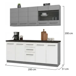 Cucina Bianco Grigio 2 Cassetti 9 Ripiani, 10 Ante - Zambana