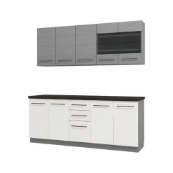 Cucina Bianco Grigio 2 Cassetti 9 Ripiani, 10 Ante - Zambana