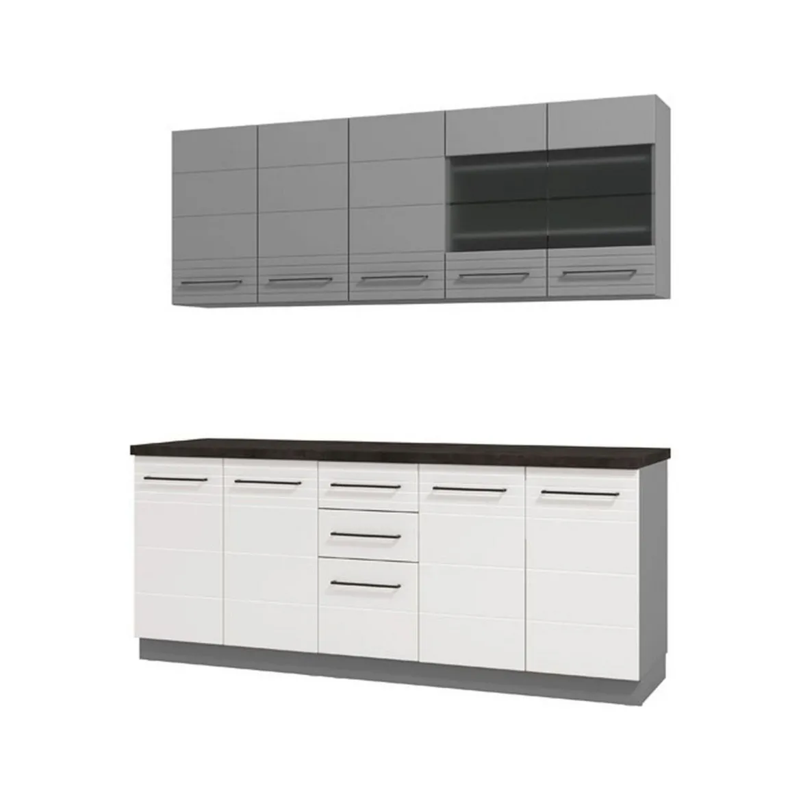 Cucina Bianco Grigio 2 Cassetti 9 Ripiani, 10 Ante - Zambana