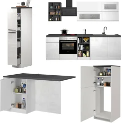 Cucina Bianco Lucido Grigio Ardesia 3 Cassetti 29 Ripiani, 12 Ante Made in Italy - Balme