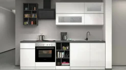 Cucina Bianco Lucido Grigio Ardesia un Cassetto 13 Ripiani, Modulabile Made in Italy - Fonti