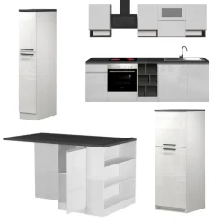 Cucina Bianco Lucido Grigio Ardesia Modulabile 29 Ripiani, 3 Cassetti Made in Italy - Balme