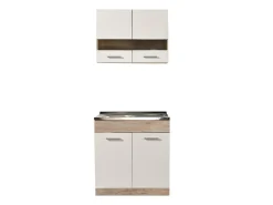 Cucina Bianco Marrone Rovere 3 Cassetti 3 Ripiani, Apertura Battente, Scorrevole - Orlaya