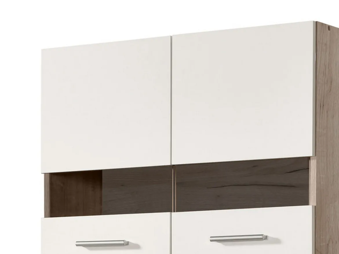 Cucina Bianco Marrone Rovere 3 Cassetti 3 Ripiani, Apertura Battente, Scorrevole - Orlaya
