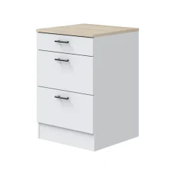 Cucina Bianco Marrone Rovere 4 Cassetti 5 Ripiani, Apertura Battente, Scorrevole - Althenis