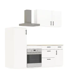 Cucina Bianco Marrone Rovere 4 Cassetti 5 Ripiani, Apertura Battente, Scorrevole - Althenis